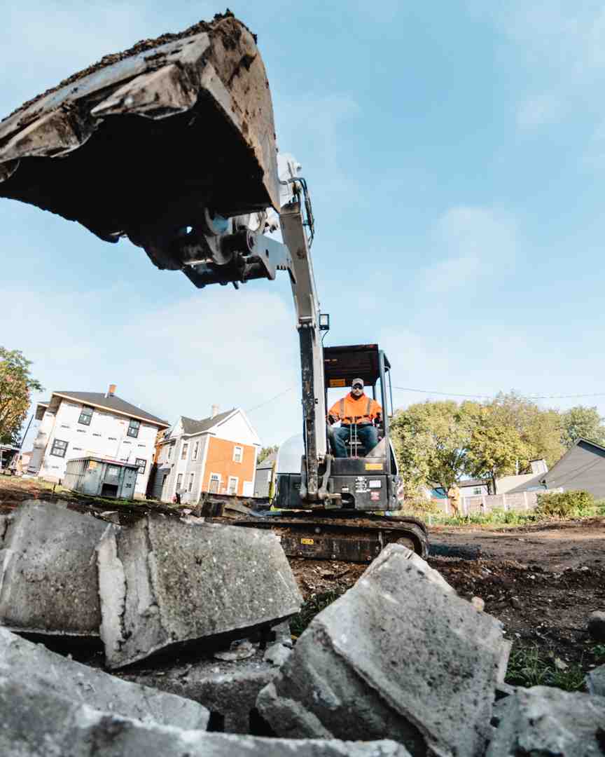 large excavator working on construction site - site excavation